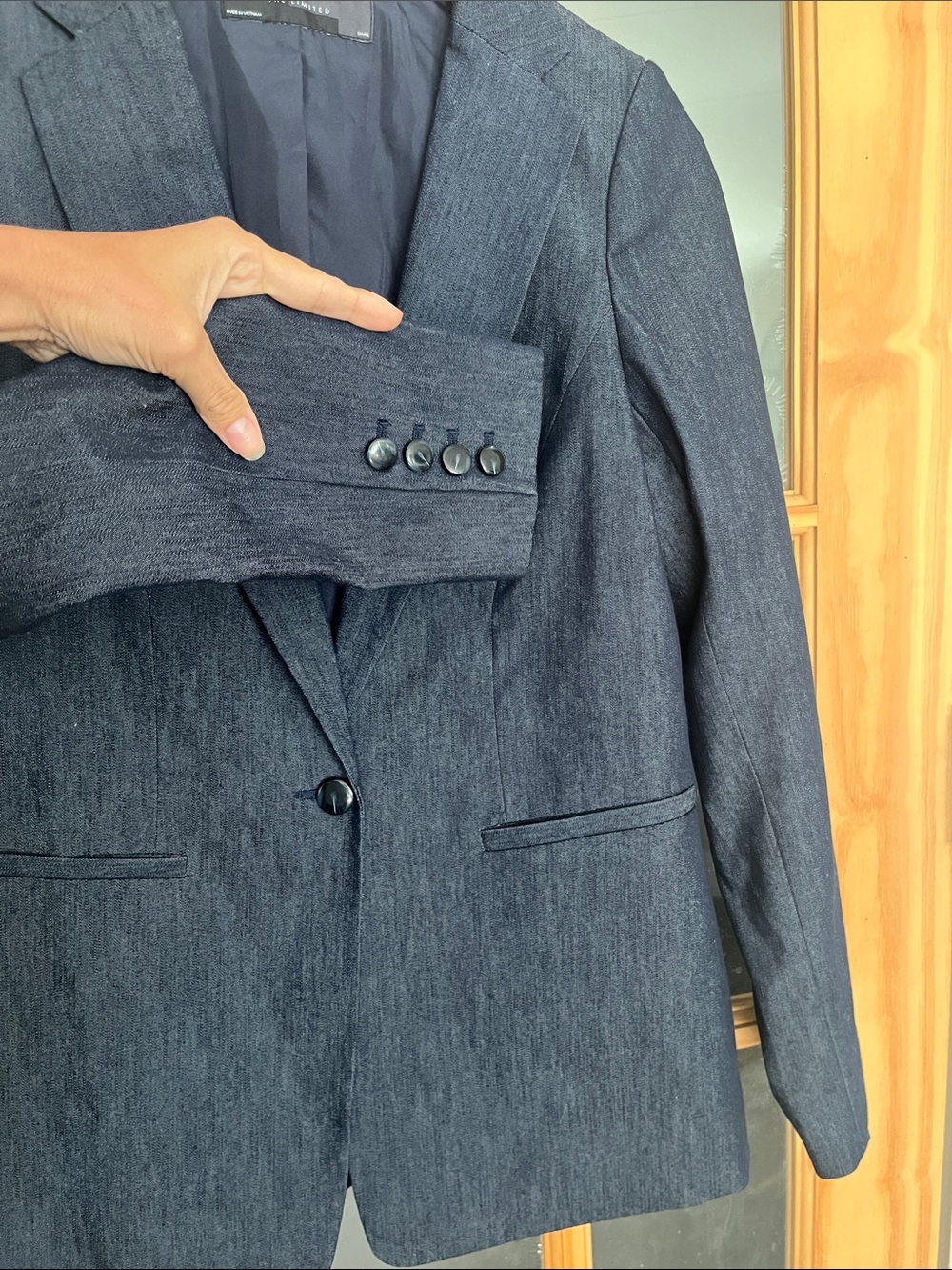The Limited women’s dark denim one button blazer, sz small. EUC, indigo, capsule - Picture 6 of 9